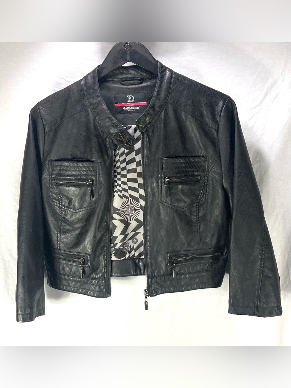 Dollhouse Black Faux Leather Bomber Jacket